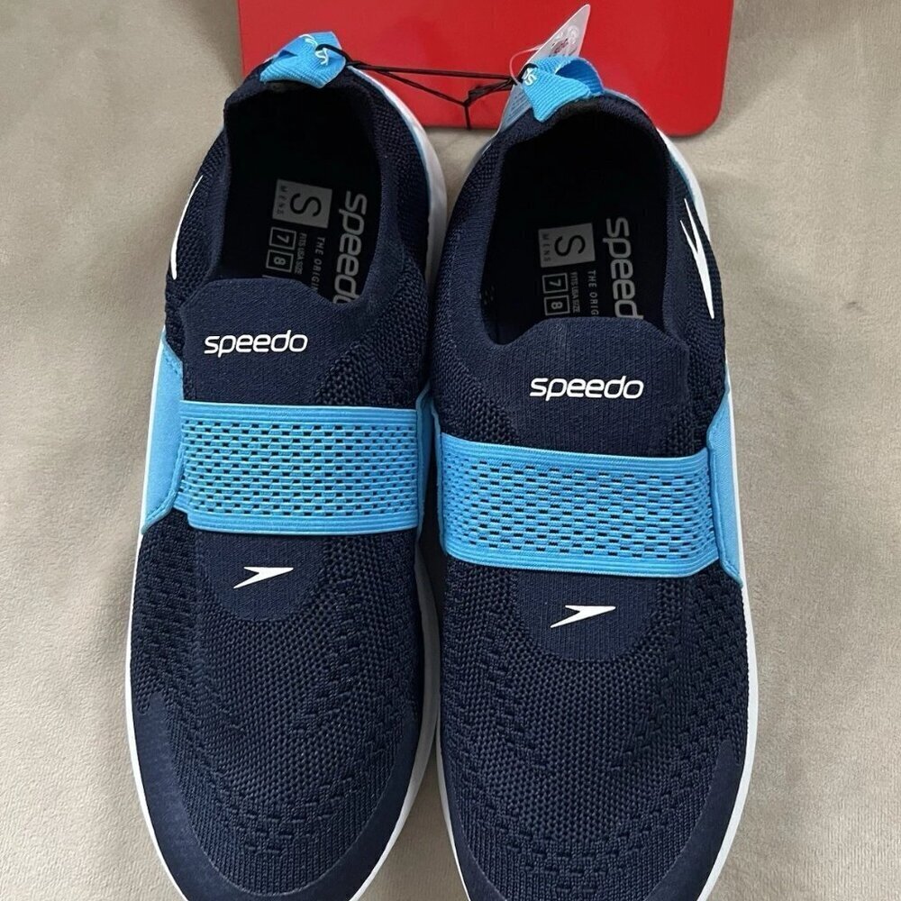 NEW Speedo Men’s Pull On Water Shoes Aqua Socks - Navy Blue Small 7/8 - Picture 3 of 5